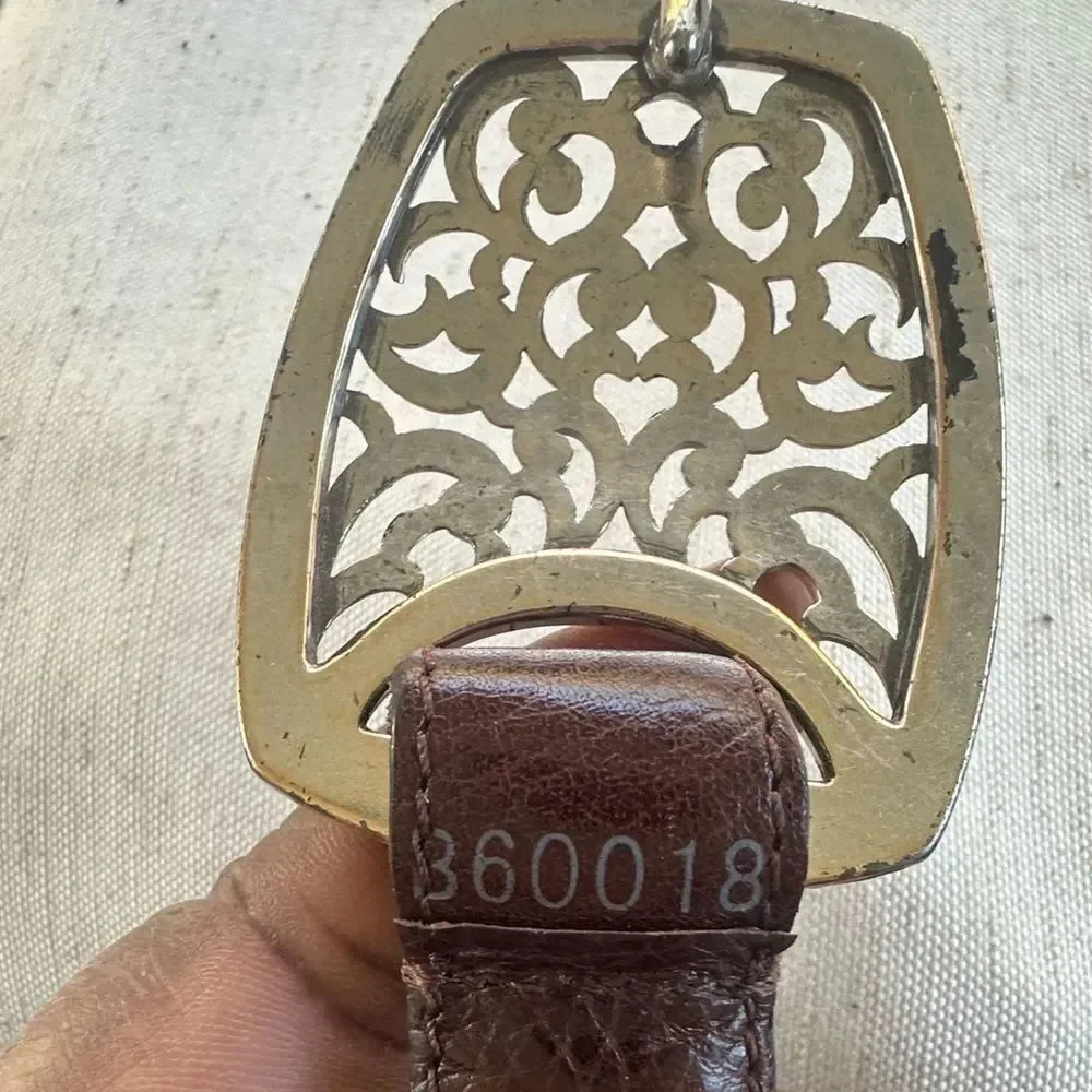 Brighton Leather & Wood Brown Vintage Men’s Belt 34/XL